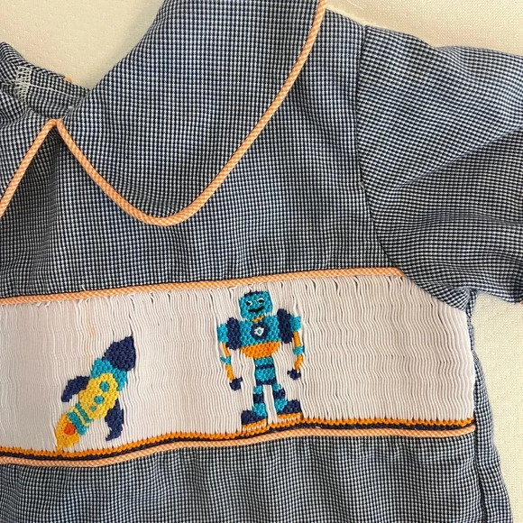 Smocked Robots and Rocket Ship Boys Top - Picture 2 of 5